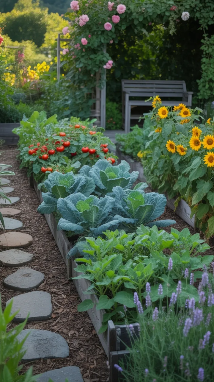 Golden-Hour Abundance in a Rustic Vegetable Garden