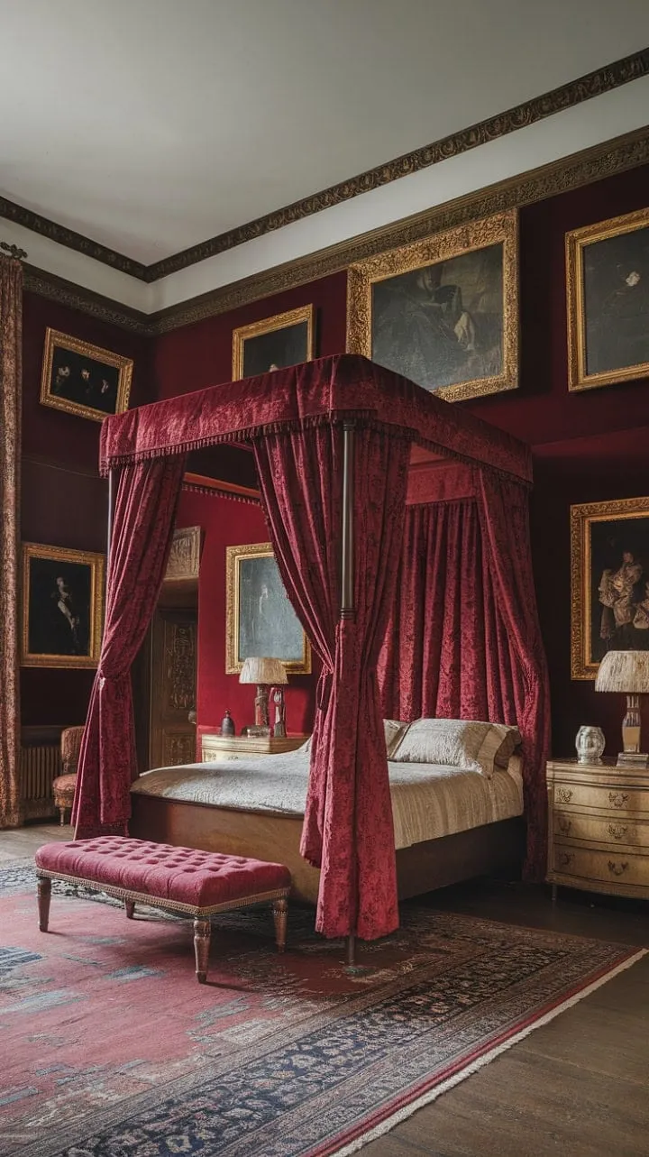 Immerse yourself in a Victorian dreamscape where sumptuous red velvet and gilded elegance evoke the allure of opulent lives and captivating stories.