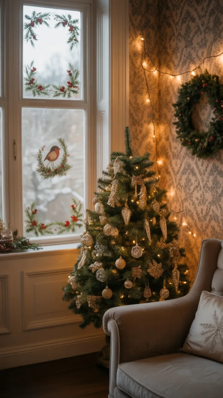 Victorian Parlor Bathed in Christmas Glow