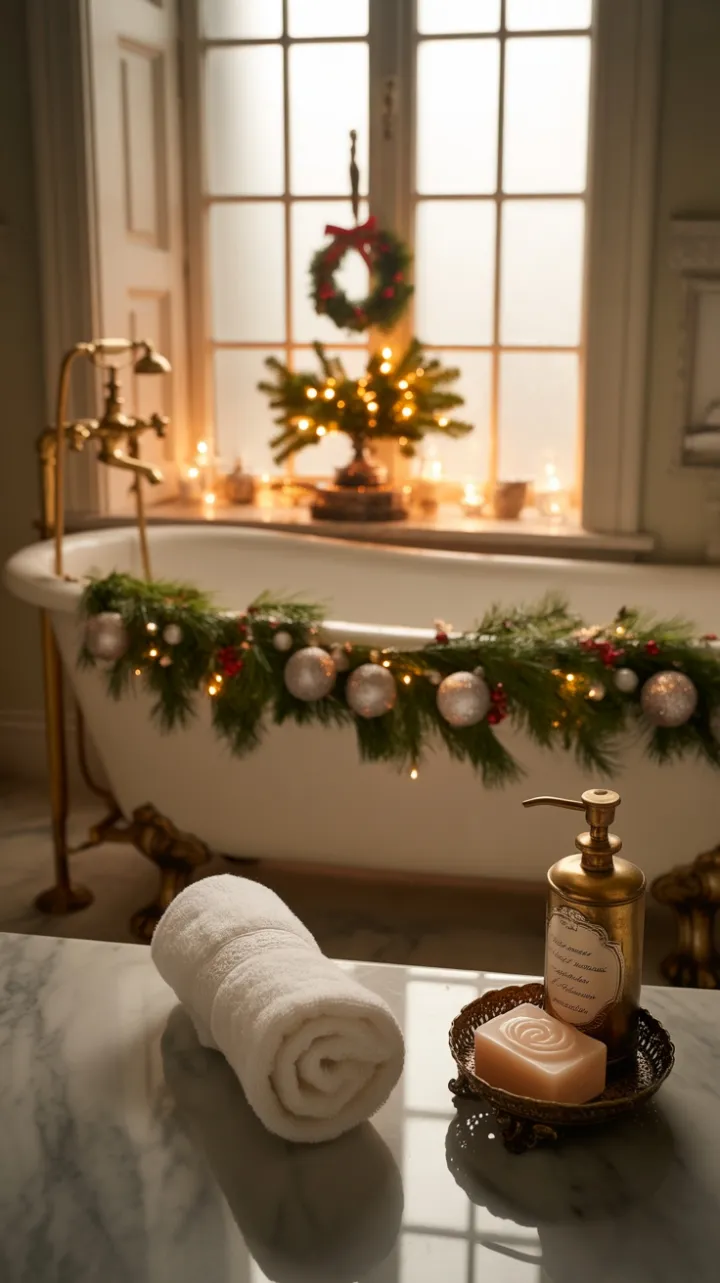 Candlelit Victorian Christmas Bath of Roses, Pine, and Silver