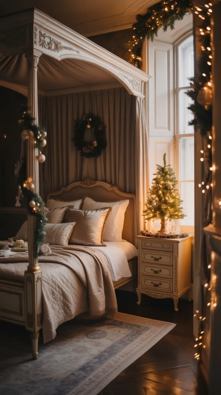 Twinkling Victorian Retreat – A Luxurious Velvet Christmas Bedroom