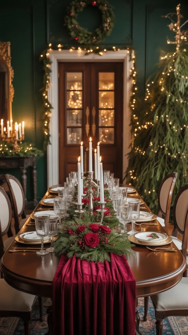Victorian Christmas Feast in Emerald and Crimson