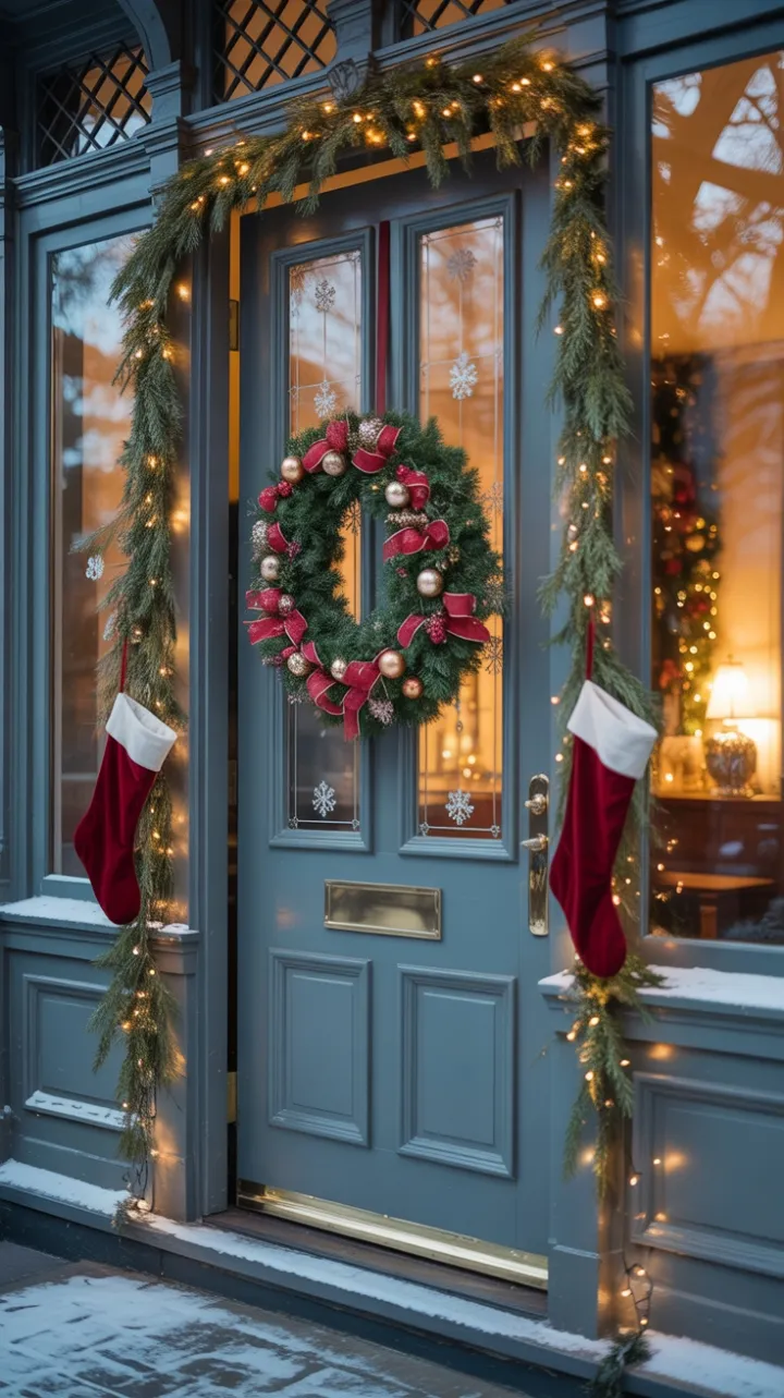 Victorian Doorway Dressed in Twinkling Christmas Splendor