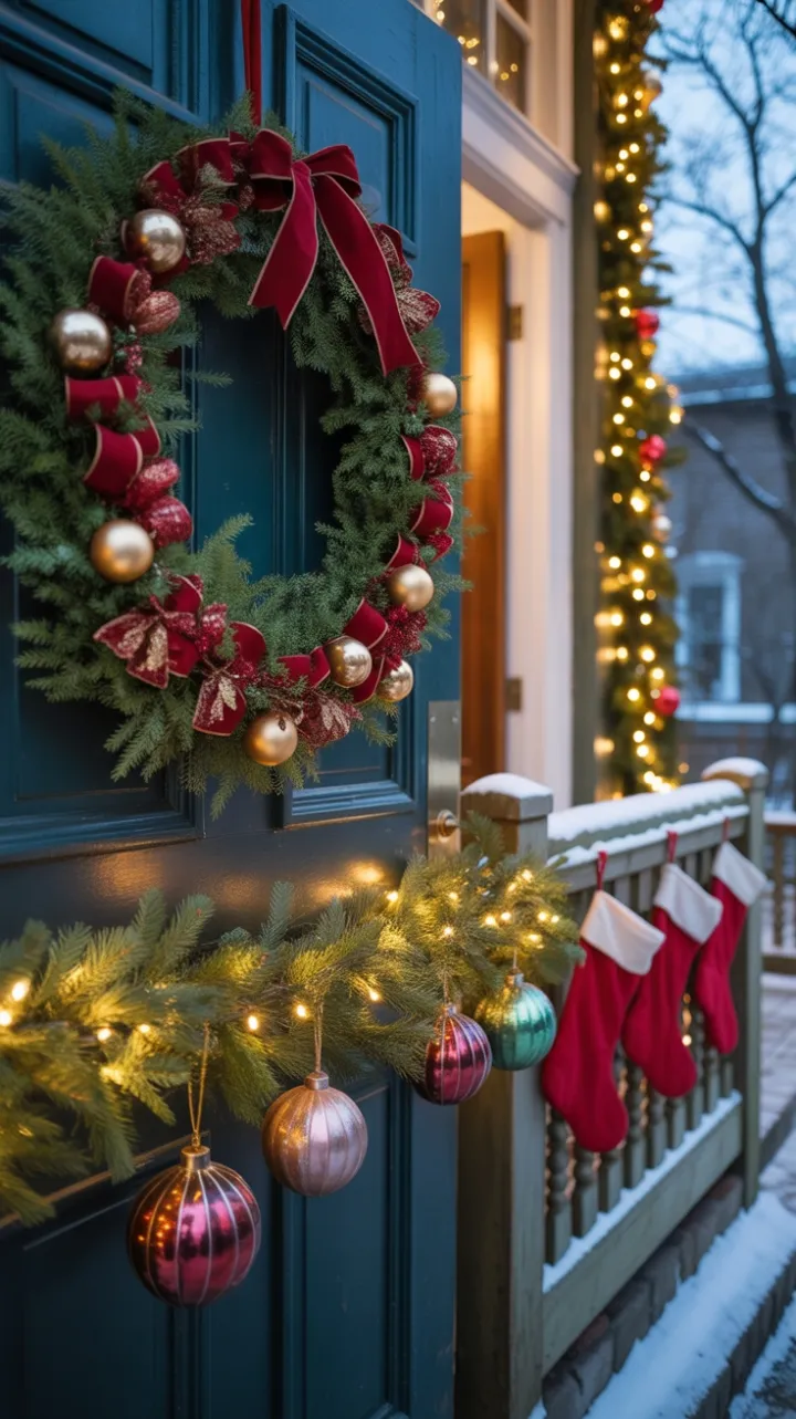 Victorian Doorway Dressed in Velvet, Gold and Twinkling Lights