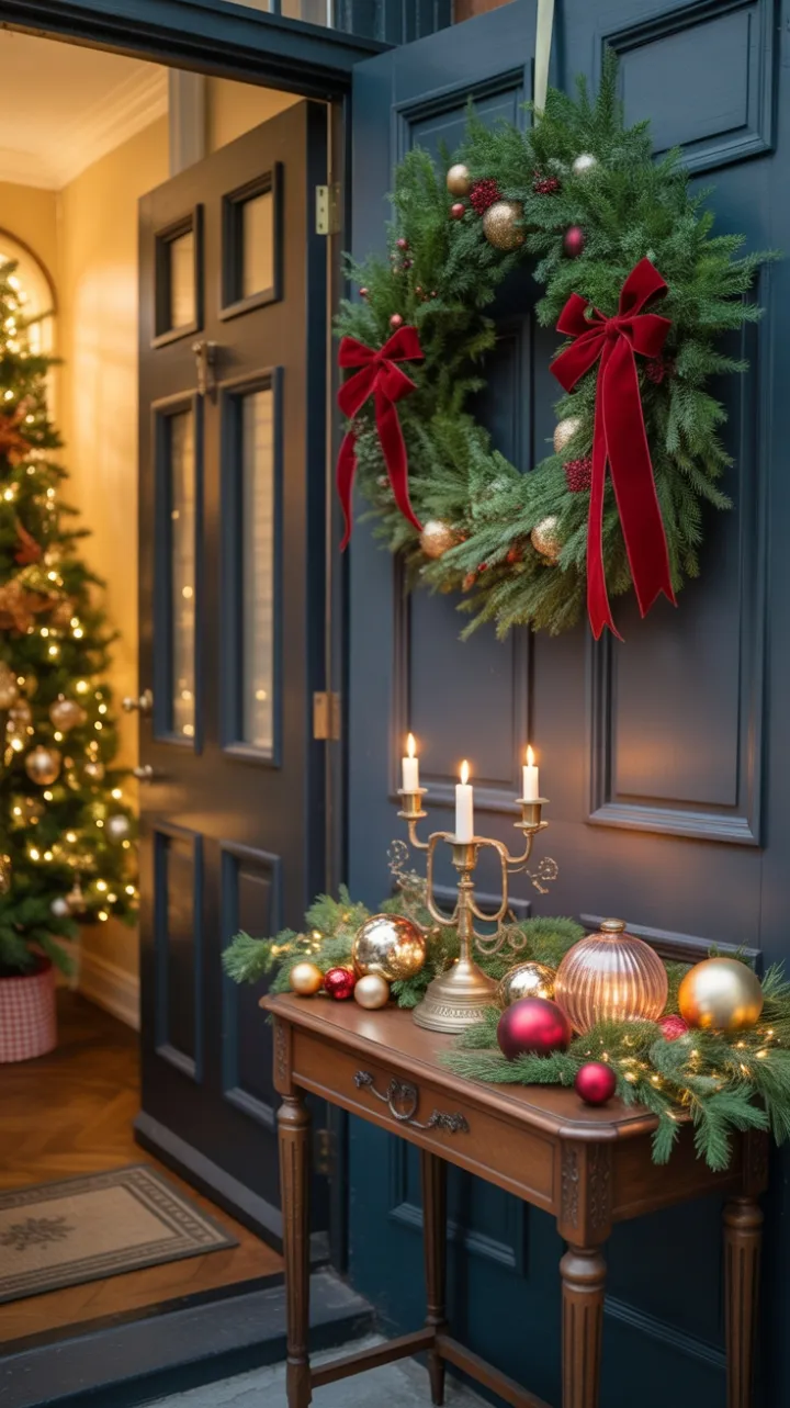 Victorian Doorstep Dressed in Holiday Splendor
