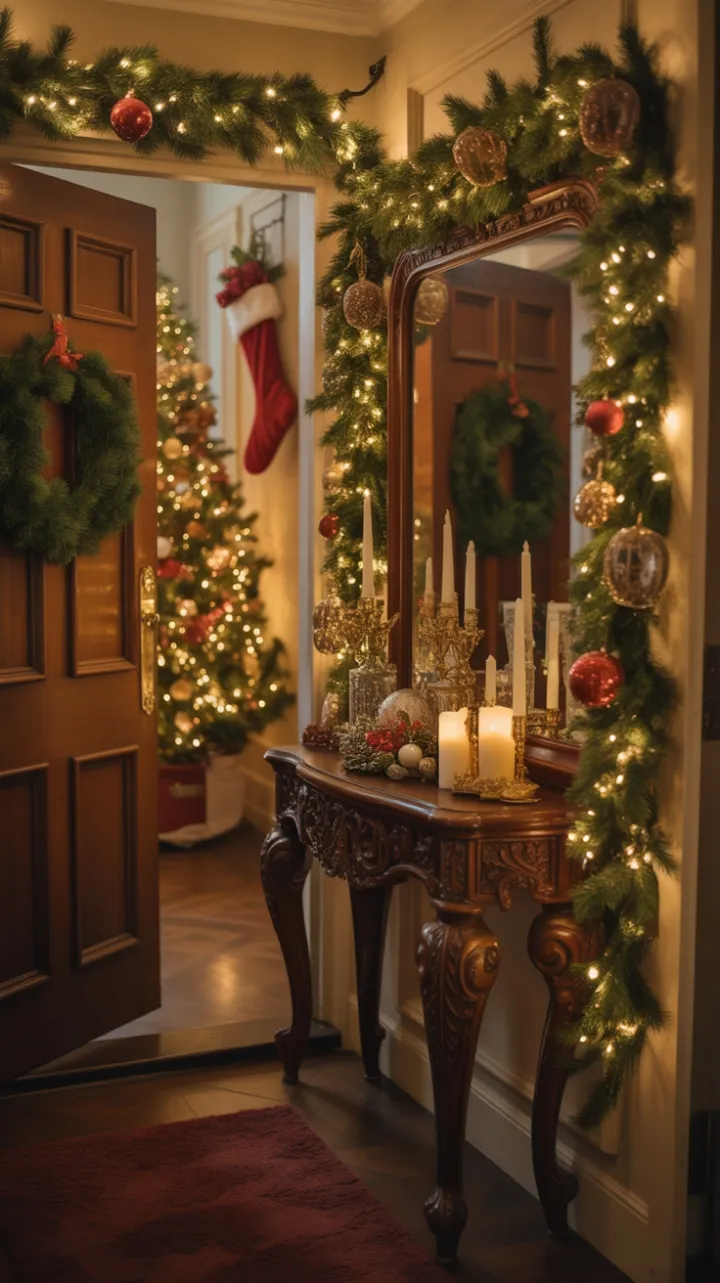 Victorian Entryway Dressed for a Cozy Christmas
