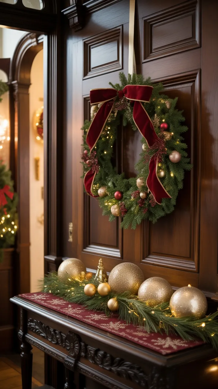 Victorian Doorway Bathed in Warm Holiday Glow