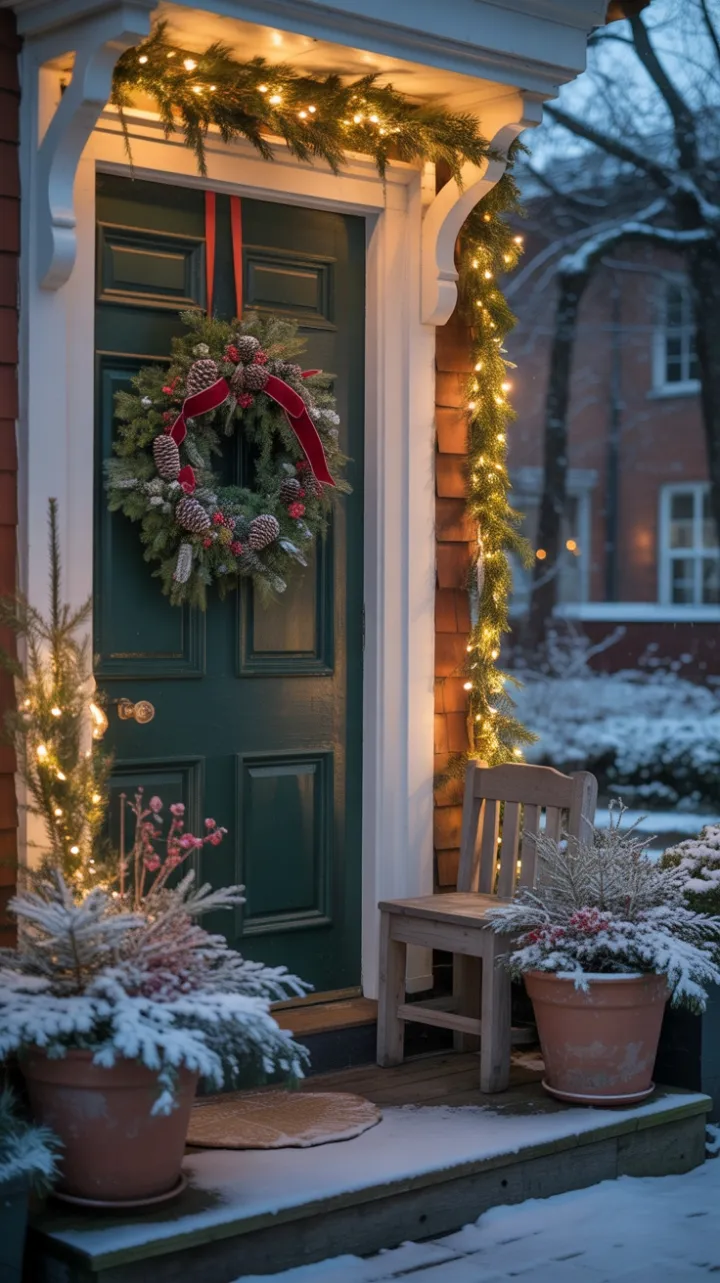 Victorian Porch Bathed in Winter Glow