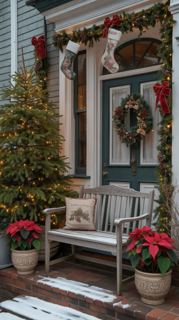 Snow-Kissed Victorian Porch Radiating Timeless Holiday Charm