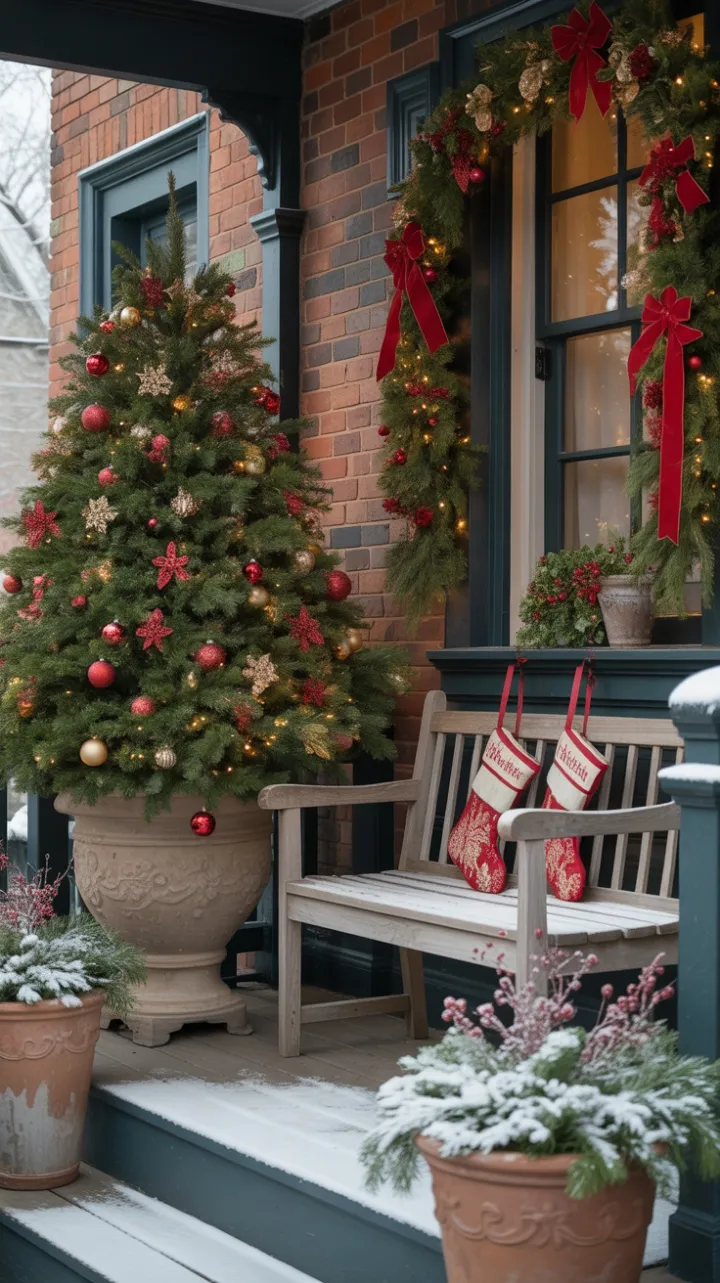 Victorian Porch Dressed in Christmas Splendor
