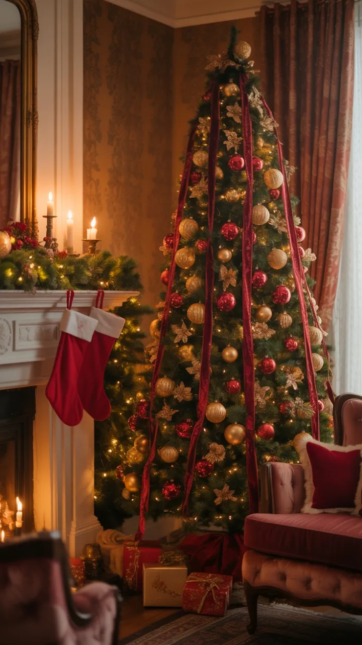 Victorian Yuletide Splendor in Velvet, Gold, and Candlelight