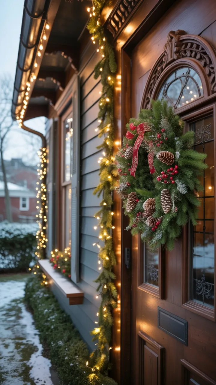 Snow-Kissed Victorian Home Dressed in Warm Christmas Light