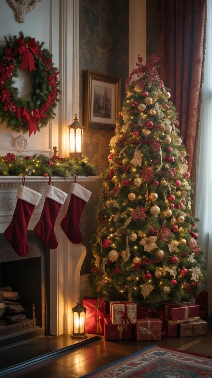 Victorian Hearth of Gold and Crimson