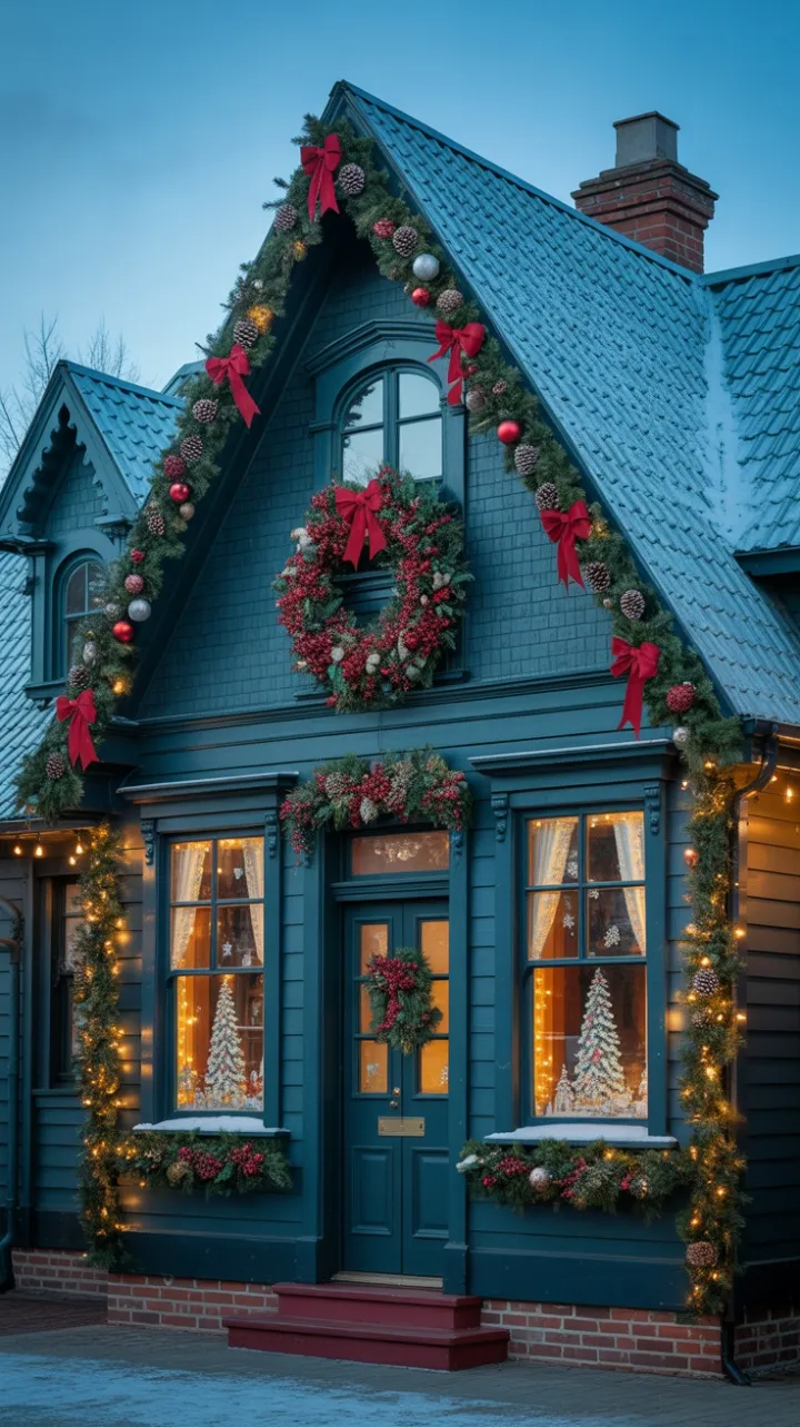 Snow-Kissed Victorian Home Draped in Holiday Splendor