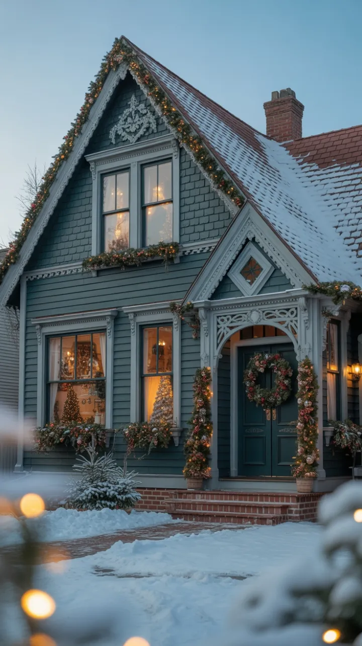 Victorian Home Aglow in Warm Christmas Light