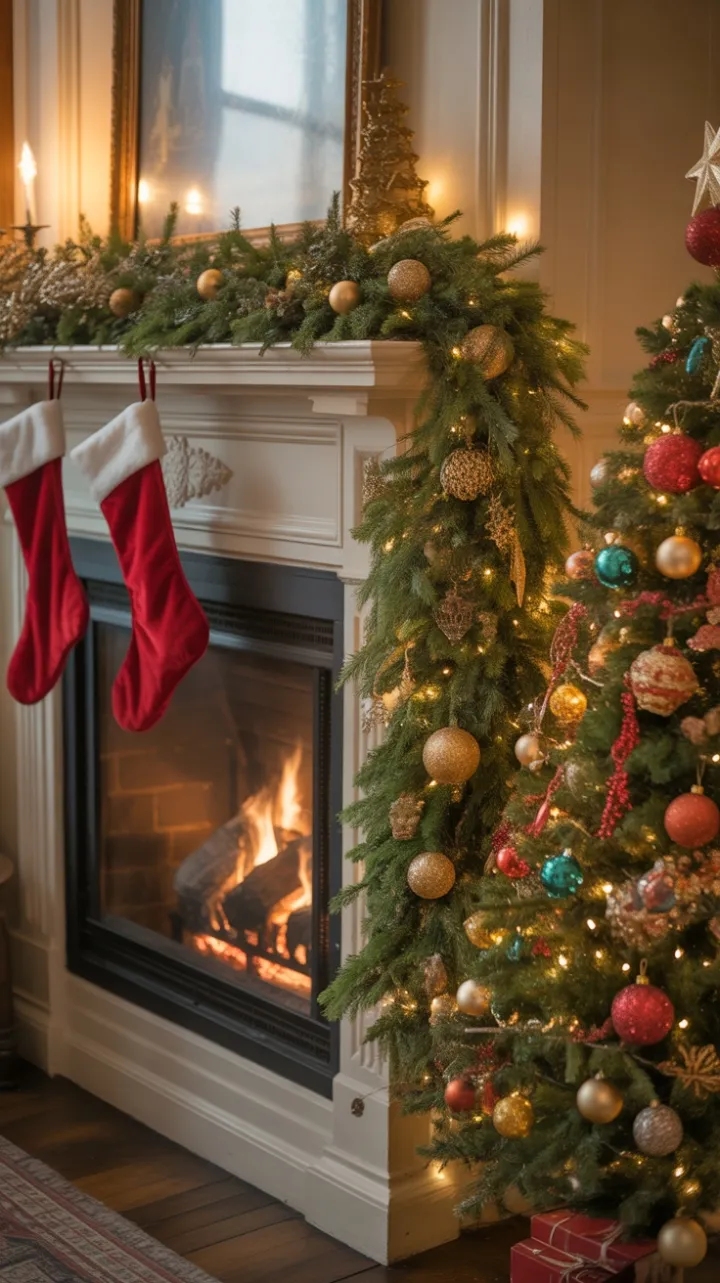 Victorian Hearthside Christmas Bathed in Golden Glow