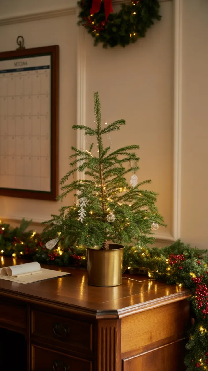 Victorian Desk Bathed in Golden Christmas Light