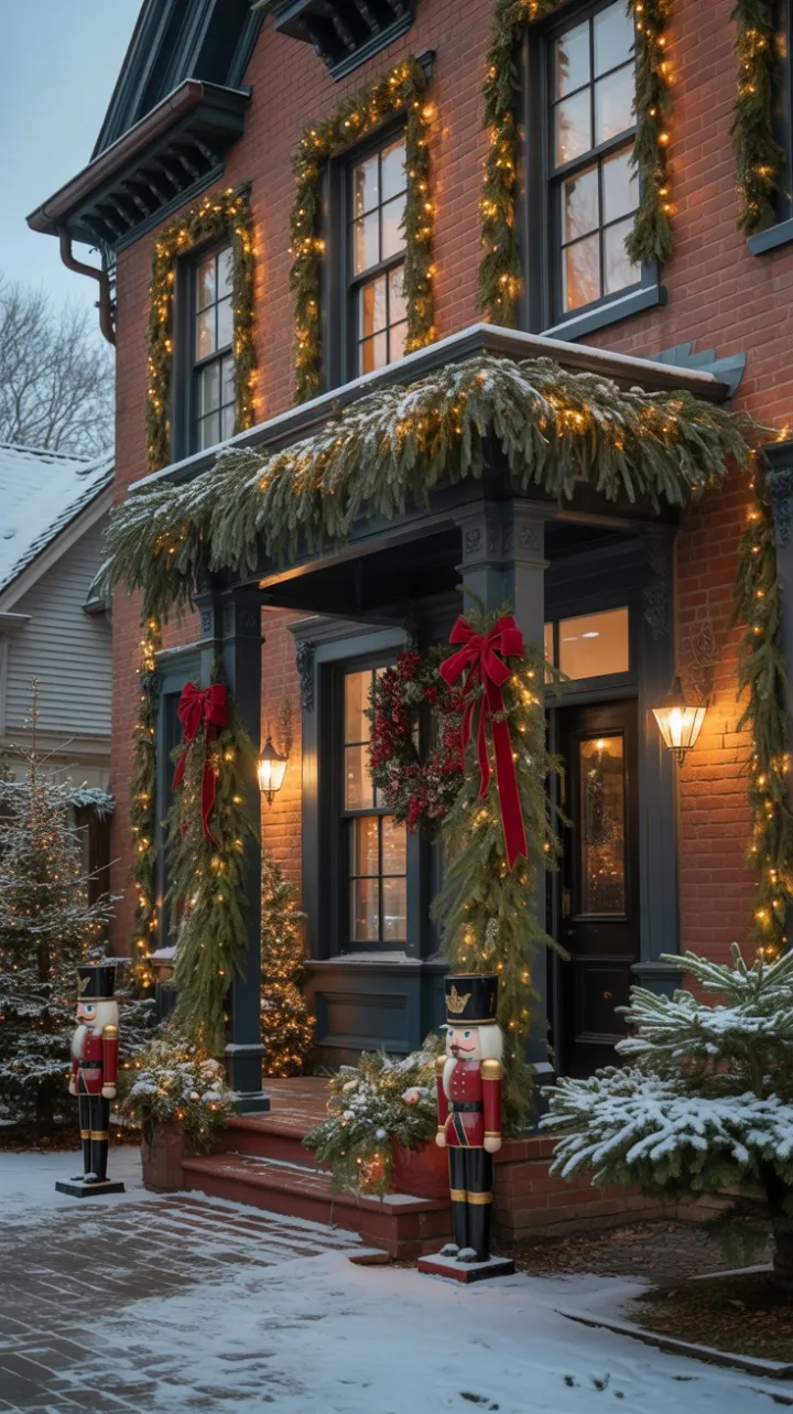 Snow-Kissed Victorian Home Draped in Twinkling Christmas Splendor