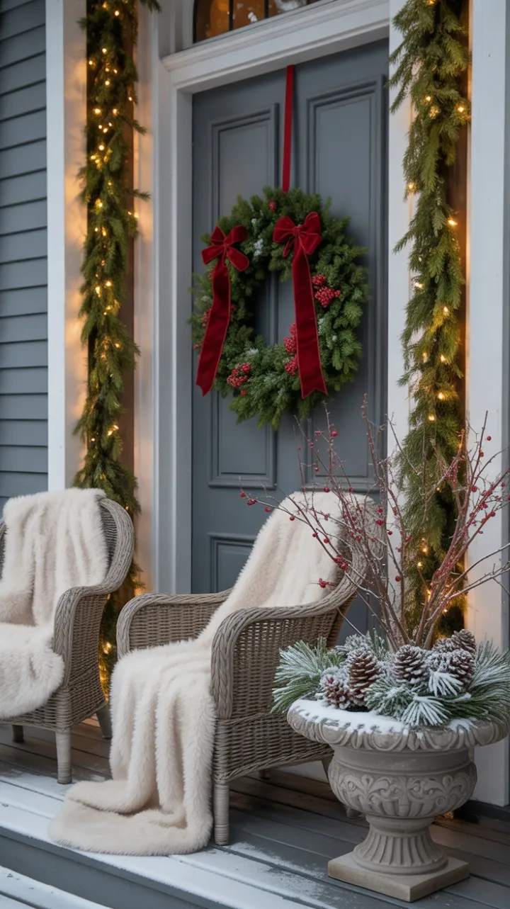 Snow‑Kissed Victorian Porch Dressed in Timeless Christmas Charm
