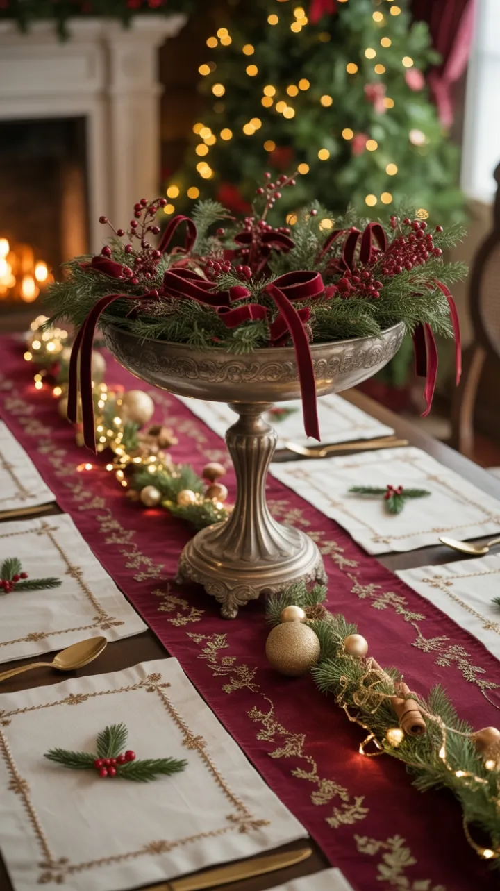 Victorian Velvet and Silver Christmas Table