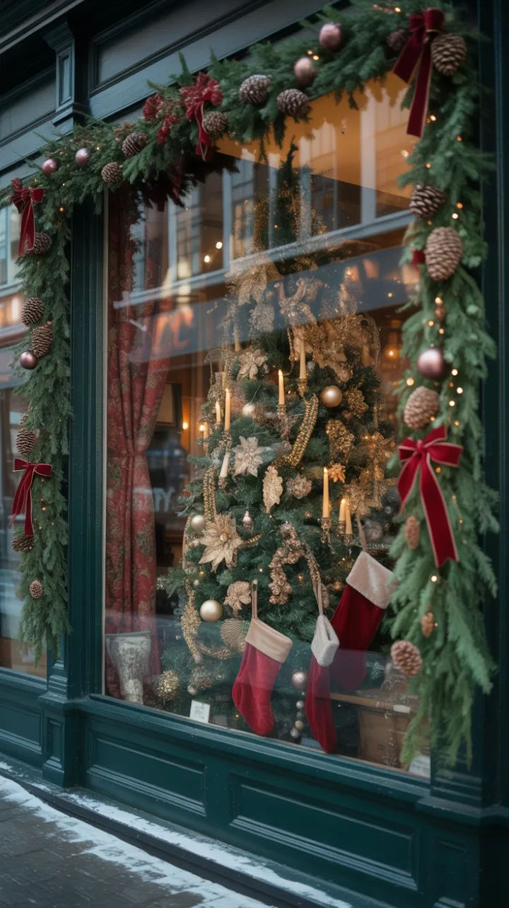 Gilded Victorian Christmas Window of Warmth and Wonder