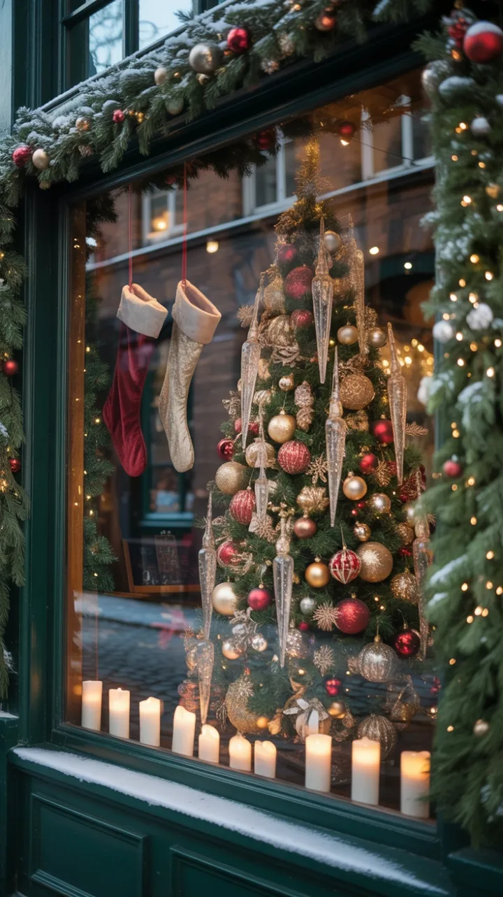 Victorian Christmas Window of Velvet, Gold, and Candlelight