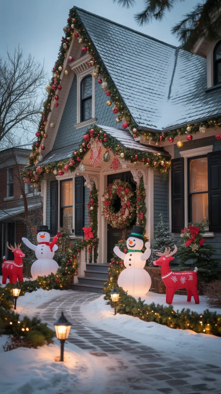 Snow-Kissed Victorian Home Dressed in Twinkling Holiday Splendor