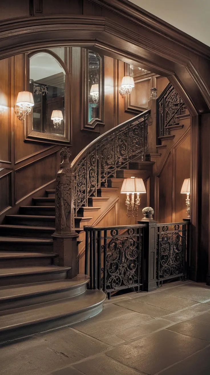 Step into a world of timeless elegance. This Victorian entrance hall, with its grand staircase, intricate carvings, and warm lighting, whispers tales of bygone eras. The craftsmanship is breathtaking, a testament to a time when attention to detail defined luxury. A truly captivating space, brimming with history and charm. A perfect example of architectural grandeur.