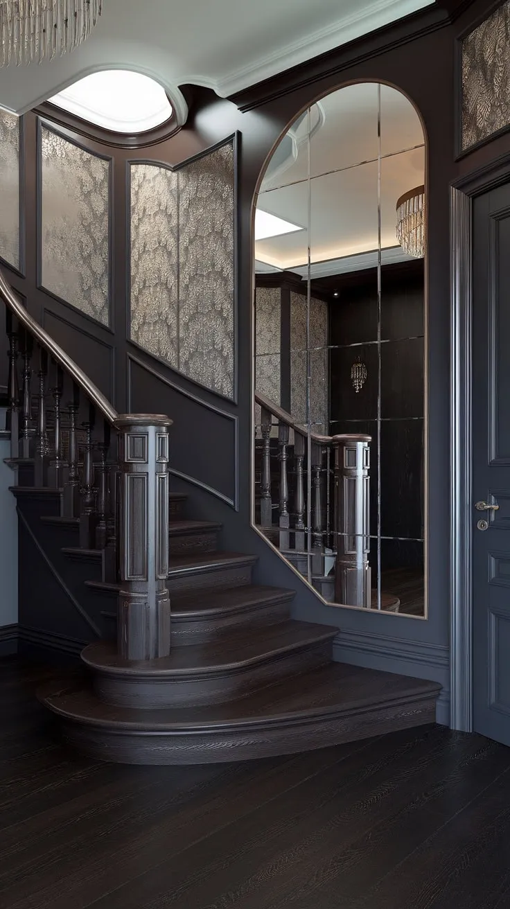 Where Victorian elegance meets modern minimalism. The interplay of dark wood, intricate detailing, and a contemporary mirror creates a captivating contrast, a testament to the enduring allure of history reimagined. A stunning blend of eras, a testament to thoughtful design, and a space that whispers stories of both past and present.