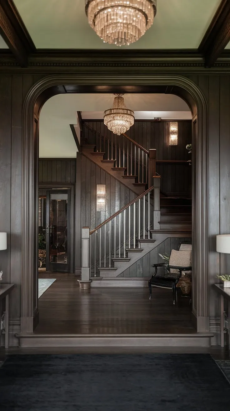 Where Victorian grandeur meets modern minimalism. The interplay of dark wood, intricate metalwork, and soft lighting creates an atmosphere of sophisticated comfort. A testament to timeless design, this space seamlessly blends the old and the new, a captivating blend of eras.