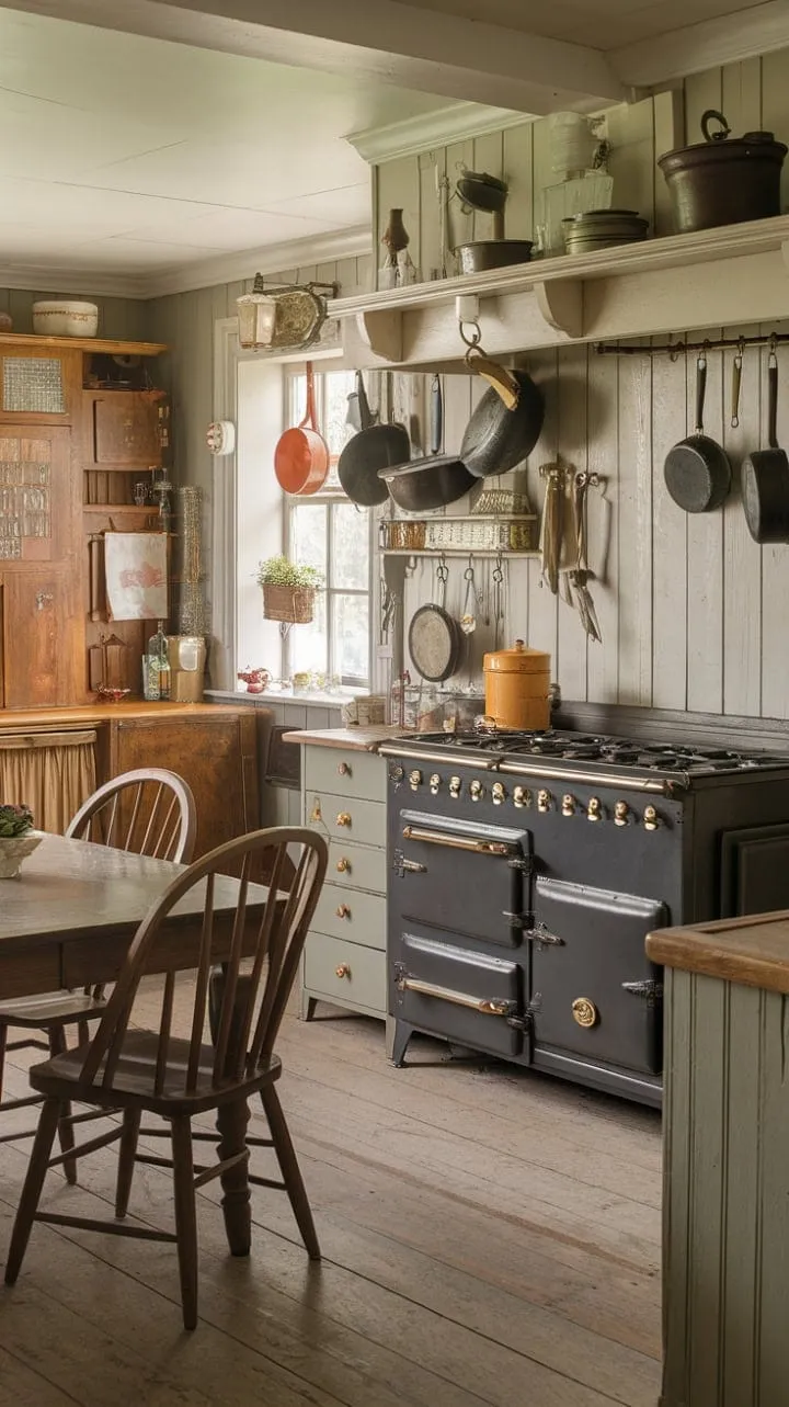 This sunlit folk Victorian kitchen, steeped in charm and history, is a cozy canvas for creating cherished memories and delightful meals.