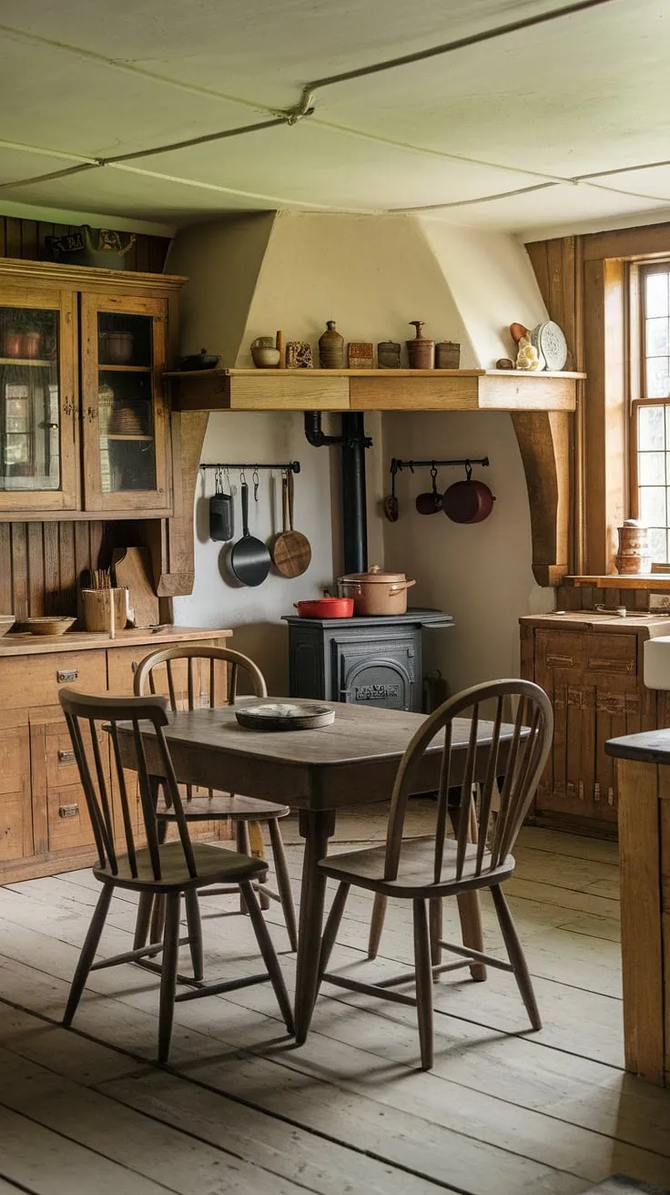 A nostalgic Victorian farmhouse kitchen photo evokes the comforting simplicity of a bygone era.