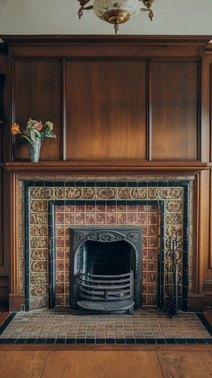 Victorian fireplace tiles, with their rich colors and intricate designs, beautifully fuse timeless elegance with a modern flair.