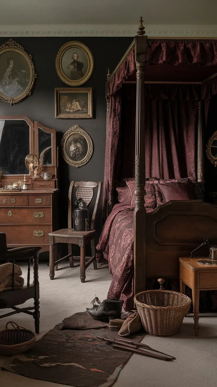 Lost in the velvet shadows of a Victorian dream, where antique mirrors reflect a heart steeped in dark academia. The air hangs heavy with the scent of old books and forgotten romances, a sanctuary woven from mahogany and moonlight. A haven built for quiet contemplation and whispered secrets.