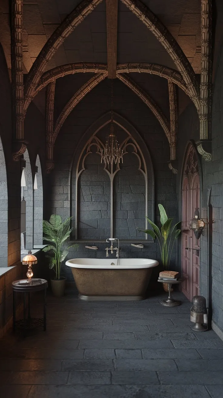 Indulge in the captivating allure of this Victorian Gothic bathroom. The high ceilings, ornate details, and dramatic lighting combine to create a truly unique and unforgettable experience. A testament to the artistry of a bygone era, this space whispers tales of elegance and quiet contemplation. A place to escape, to unwind, and to reconnect with a more refined past.