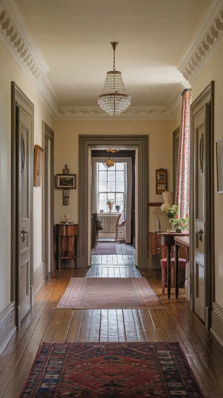 Elegant Victorian hallway design showcases traditional English craftsmanship