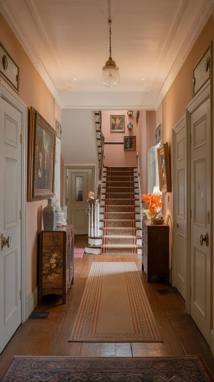 Experience the enchanting allure of a historic country house, where every corner radiates stories of yesteryear in a cozy, golden light.