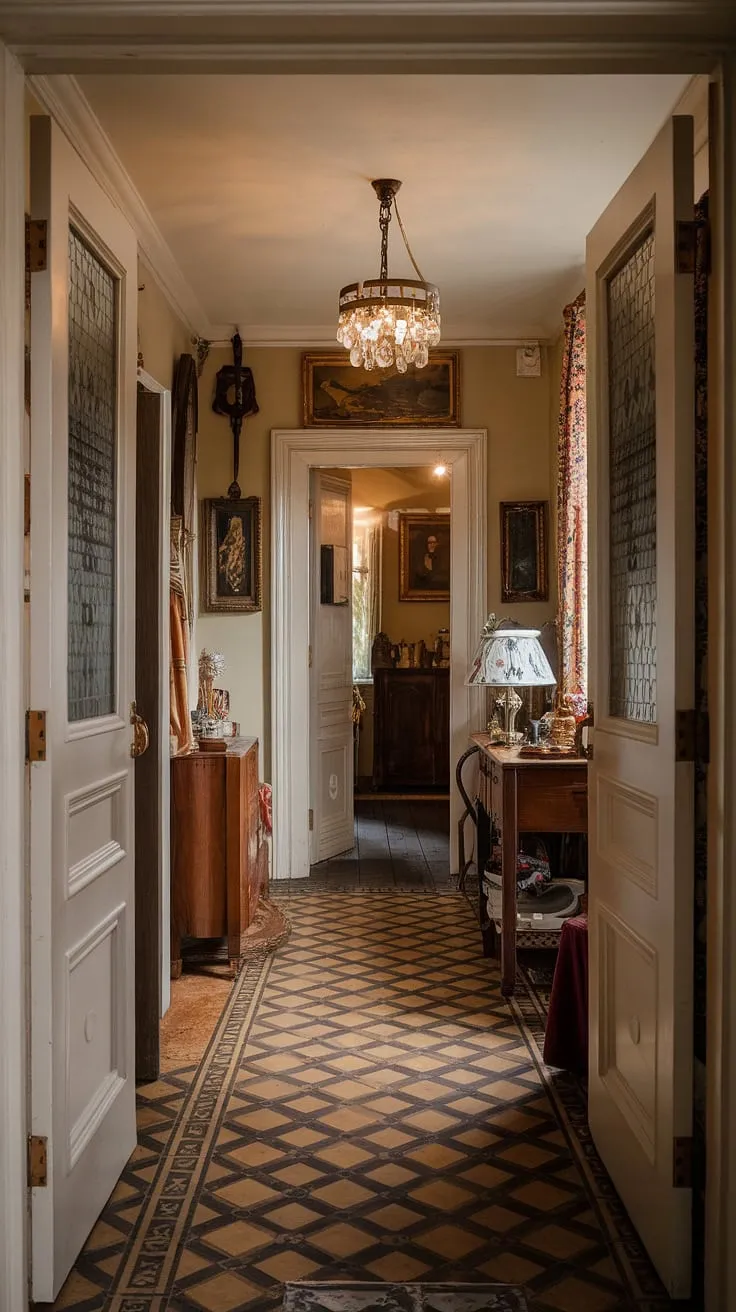 A grand Victorian hallway, richly adorned, whispers tales of old-world charm.