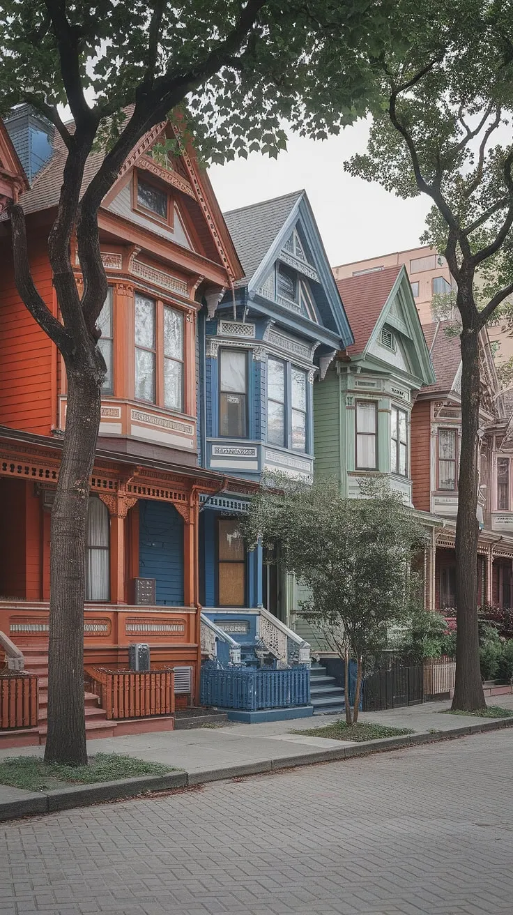Victorian charm bursts forth in a vibrant array of colors and architectural detail