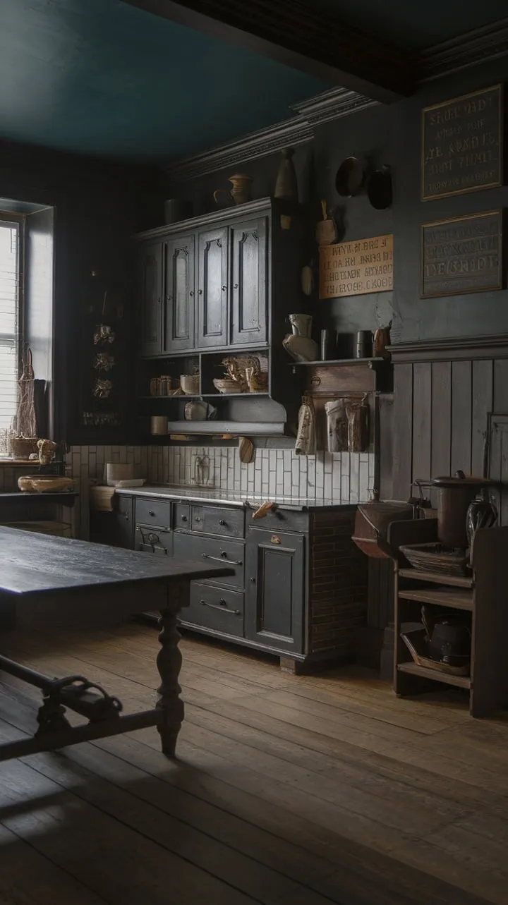 In a timeworn Victorian kitchen, the fragrant spices mingle with the echoes of the past, as each shadow unveils a tale of generations gone by.