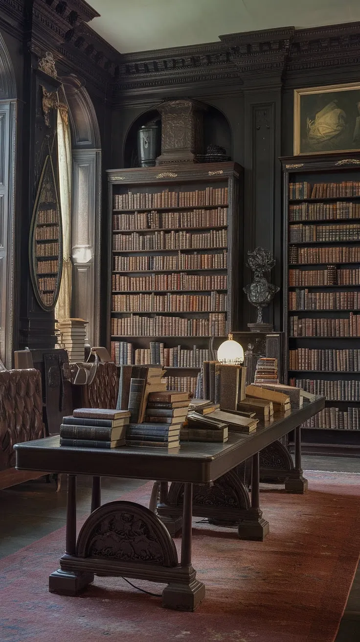 Lost in the labyrinthine shelves of this Victorian library, surrounded by the whispered secrets of gothic literature, time itself seems to bend to the weight of untold stories. The air hums with the quiet energy of countless authors and their compelling narratives, a testament to the enduring power of the written word. A sanctuary for scholars, a haven for dreamers, a place where imagination takes flight.
