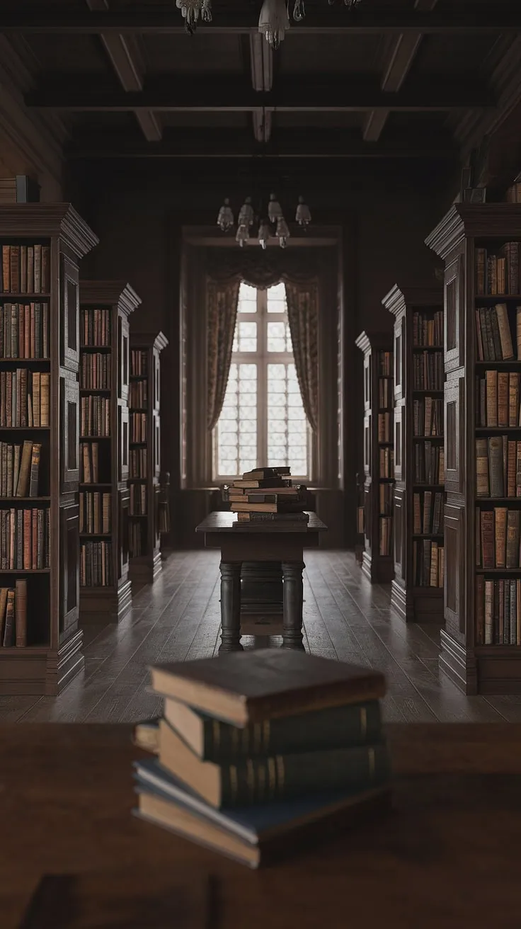Lost in the labyrinthine shelves of a Victorian library, the scent of aged paper and leather fills the air. A single lamp illuminates the worn tomes, whispering tales of forgotten worlds. The quiet hum of history surrounds you, a sanctuary of knowledge and untold stories. A perfect escape.