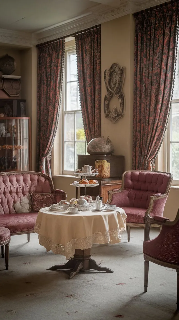 Elegant Victorian décor with French accents evokes the old-money charm of Downton Abbey