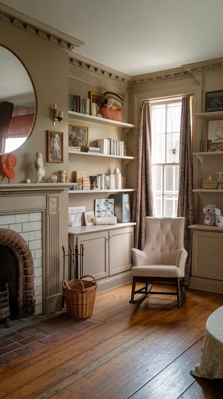 A whimsical juxtaposition: a contemporary nursery nestled within a classic Victorian parlor. The crackling fireplace, the antique rocking chair, and the shelves laden with books create a captivating atmosphere. A space where childhood dreams are nurtured amidst the elegance of a bygone era. A testament to the enduring beauty of tradition, reimagined for a new generation.
