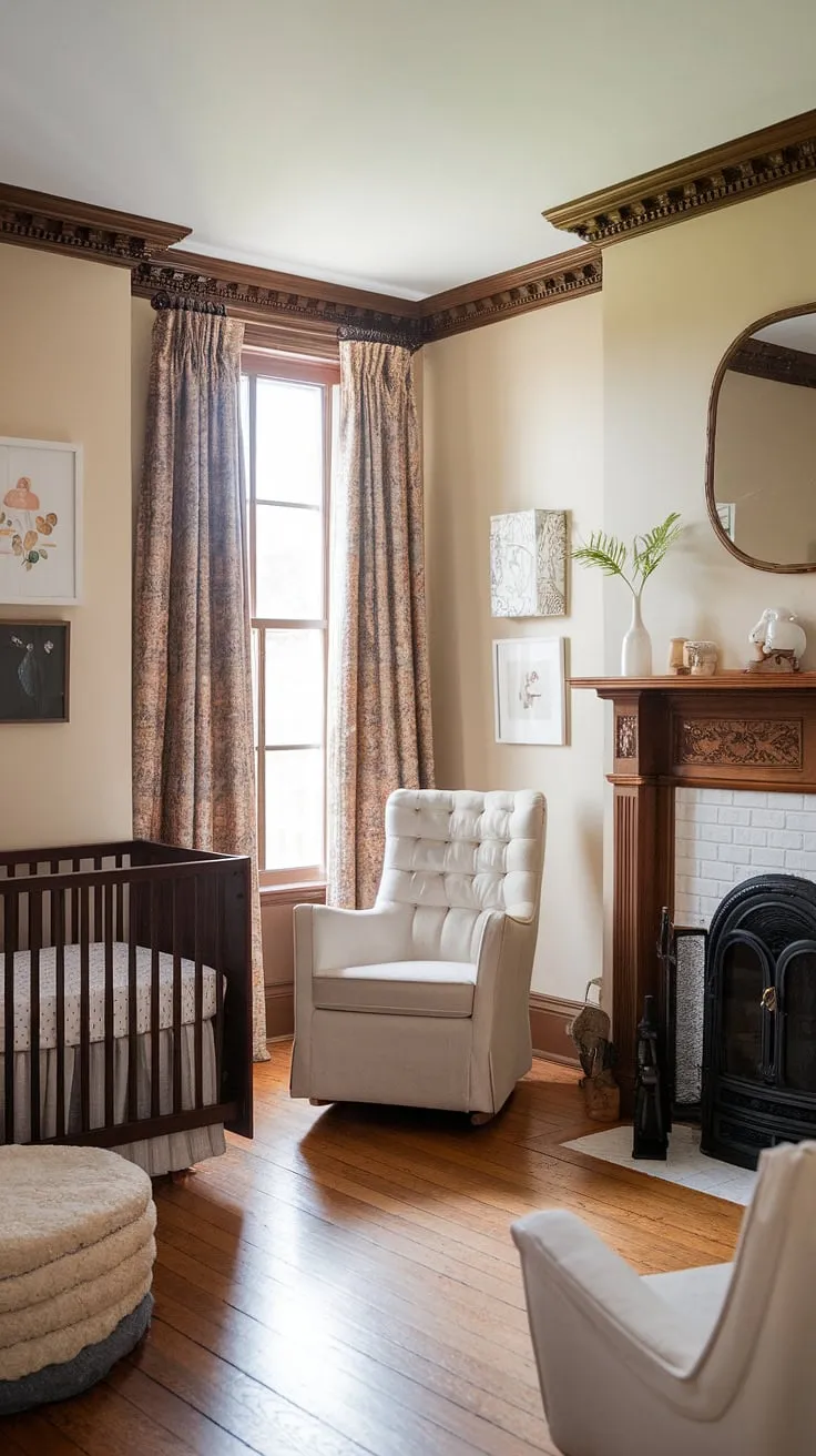 Where old-world charm meets modern comfort. This Victorian nursery seamlessly blends antique elegance with contemporary functionality, creating a space both timeless and nurturing for the little one. The result is a haven of tranquility, a testament to the enduring appeal of classic design.