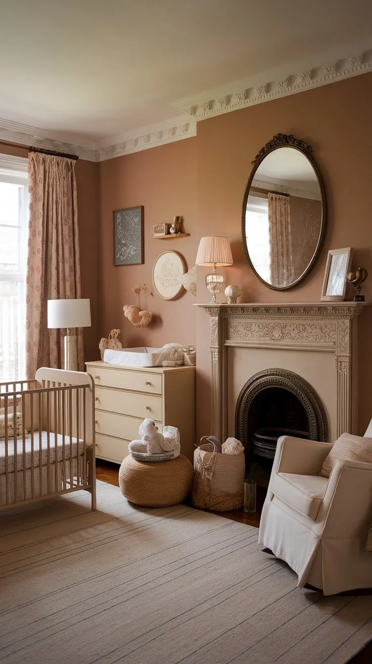 A harmonious blend of eras: a Victorian nursery reimagined. The classic lines of the furniture, the warmth of the fireplace, and the carefully selected accessories all contribute to an atmosphere that is both sophisticated and nurturing. This space is a testament to the enduring appeal of Victorian design, updated for a modern family, creating a truly A sanctuary.