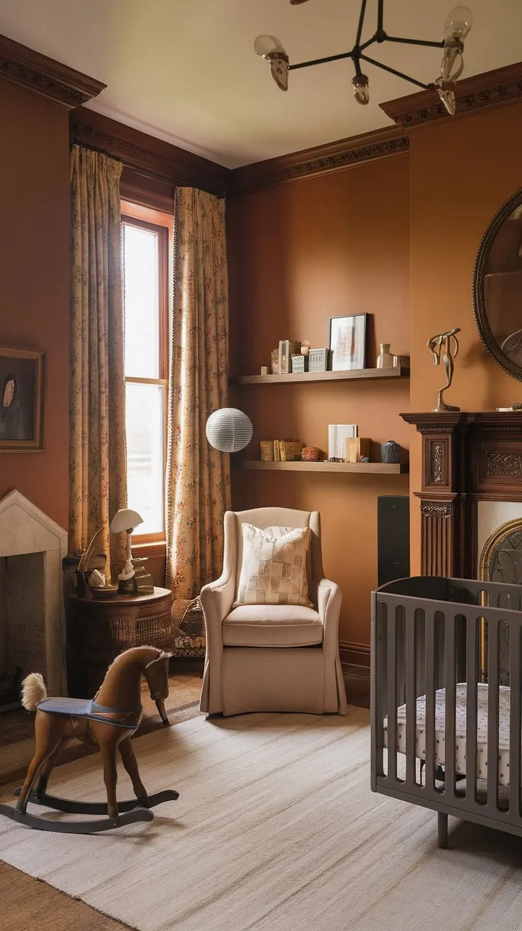Where old-world charm meets modern comfort. This Victorian nursery, with its antique rocking horse and crackling fireplace, is a haven of tranquility, perfectly balanced by the sleek lines of the contemporary crib. A testament to timeless elegance and thoughtful design. A space where dreams are born and cherished.