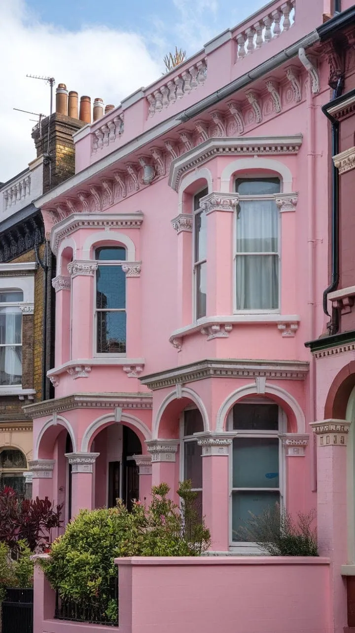 This charming Victorian terrace in London, adorned with intricate cornices and stained-glass windows, exudes elegance while echoing stories of its storied past.
