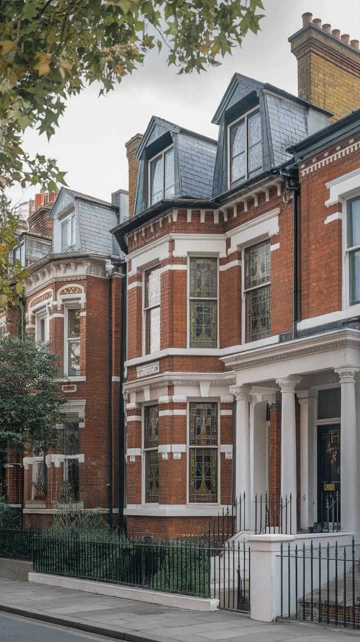 This captivating Victorian terrace, surrounded by vibrant greenery, epitomizes London's heritage with its exquisite craftsmanship and architectural elegance.