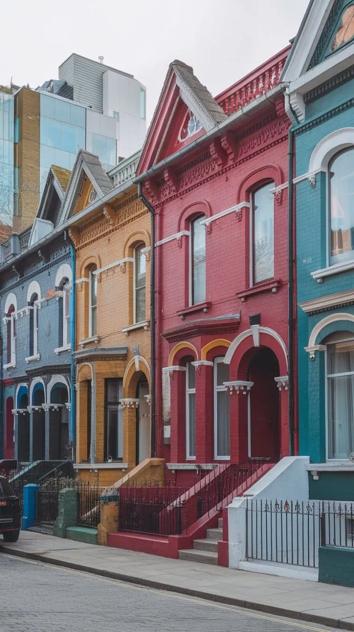 London's streets are a captivating tapestry of history and modernity, where Victorian architecture meets vibrant colors, reflecting the city's enduring evolution.